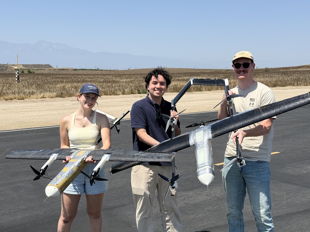Team holding the standard VTOL aircraft on the runway